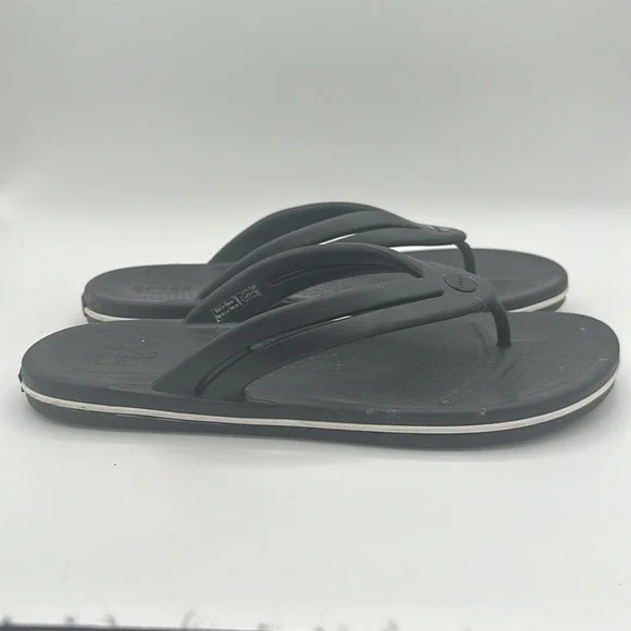 Crocs Crocband Flip Flops Womens Size 10 Sandals Graphite Black Waterproof Thong - Picture 8 of 12